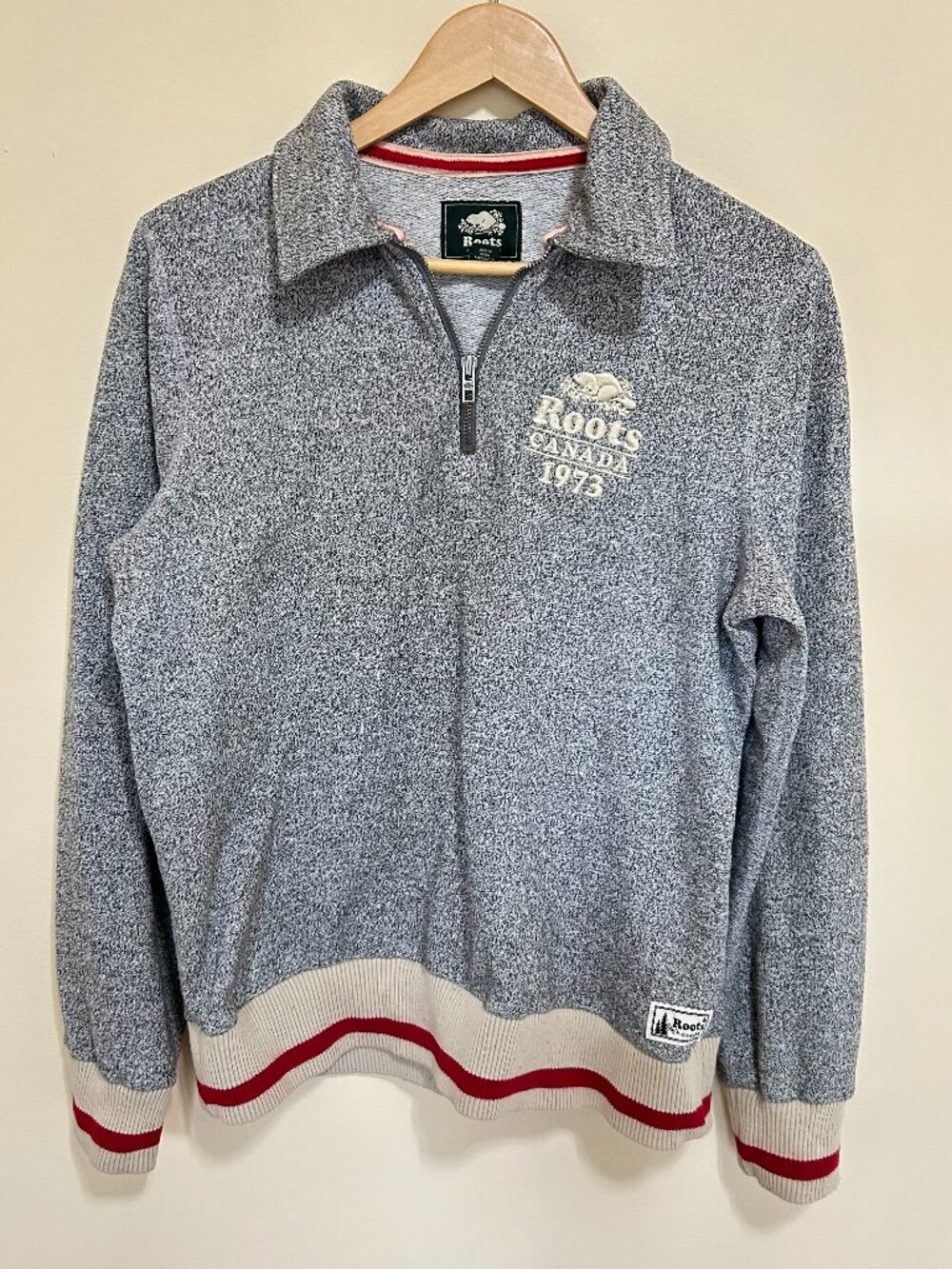 Roots Cabin Collection Zip Up Collar Pull-Over Sweater Women's Size L